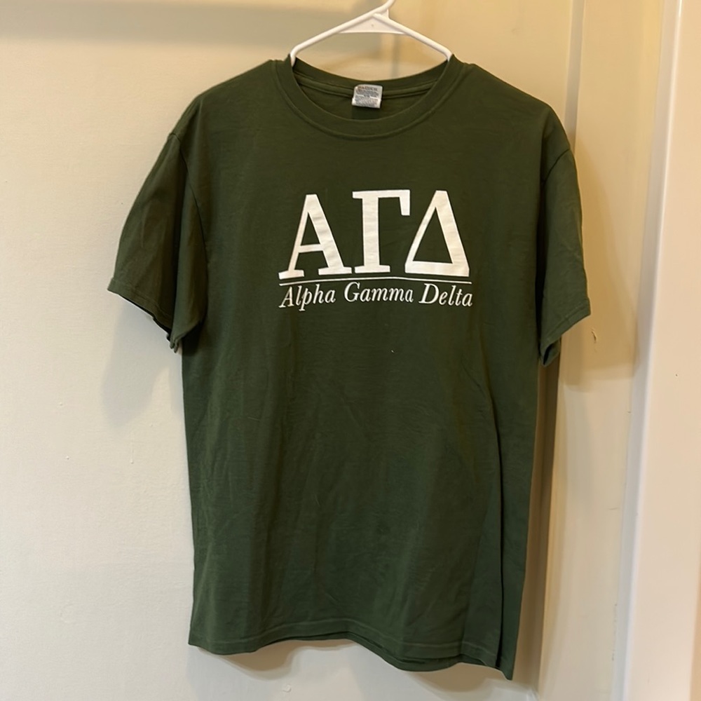 Alpha gamma delta green screen printed tee
